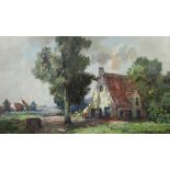 Henri Joseph Pauwels (1903-1983), oil on canvas signed, Dutch village scene 58cm x 98cm
