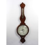 A 19th Century mercury wheel barometer and thermometer contained in a mahogany wheel case with