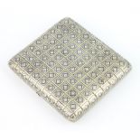 A Russian silver and enamel cigarette case with geometric decoration 126 grams