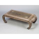 Majestic, a 1930's Hong Kong rectangular carved hardwood opium style coffee table 26cm h x 86cm w