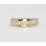 A 9ct yellow gold half eternity ring, 1.7 grams, size K