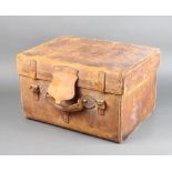 Browning Arundel & Co, a leather suitcase with brass mounts 26cm h x 45cm w x 36cm d There are signs