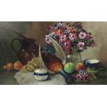 Henri Joseph Pauwels (1903-1983), oil on board signed, still life with pheasant, flowers and