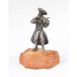 A 925 silver figure of a violin player on a hardstone base 7cm