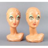 A pair of 1960's Twiggy plastic busts 34cm h x 20cm w x 15cm d