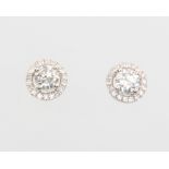 A pair of 18ct white gold halo diamond ear studs, approx. 0.36ct, colour G/H, clarity SI