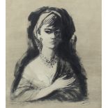 Alice Wedel-Reni, print, study of a young lady 37cm x 33cm