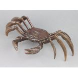 A Japanese bronze figure of a walking crab 6cm x 22cm x 12cm