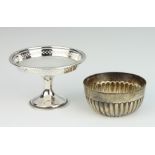 A Victorian silver demi-fluted bowl, Sheffield 1890, 8cm together with a miniature tazza 131 grams
