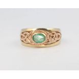 A 9ct yellow gold emerald ring, 5.3 grams, size T