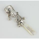 A modern Sterling silver teether rattle in the form of a seahorse 9cm