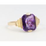 A 9ct yellow gold amethyst dress ring 2.7 grams, size L 1/2