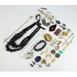 A quantity of jet and other costume jewellery