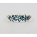 A 10ct white gold blue diamond ring, 1.6 grams, size P