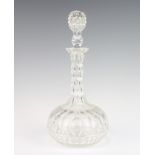 An Edwardian mallet shaped decanter and stopper 30cm