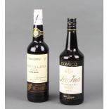 A bottle of Valdespino Amontillado sherry together with a bottle of Pedro Domecq Lina sherry