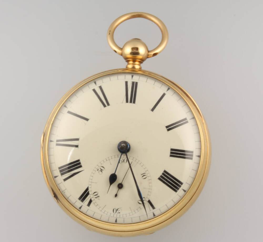 A Victorian 18ct yellow gold key wind pocket watch with seconds at 6 o'clock, Sheffield 1870,