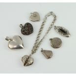 A silver heart shaped pendant and minor jewellery 49 grams