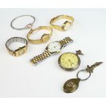 A silver plated Prussian pocket watch and minor watches