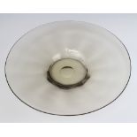 A Studio Glass smoky glass shallow circular bowl 42cm