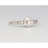 A platinum single stone diamond ring, approx. 0.5ct, 2.3 grams, size O