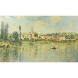 After Claude Monet, textured print on canvas "Vue de Vetheuil, Ete" 60cm x 100cm