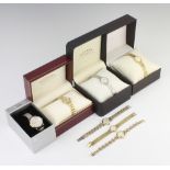 A lady's gilt cased Rotary wristwatch boxed, 1 other, a bimetallic ditto and a steel ditto, 2