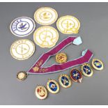 Seven Masonic Provincial Grand officers collar jewels, a Mark charity jewel, 5 apron centre badges