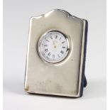 A modern silver mounted quartz timepiece 9cm