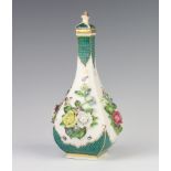 A German porcelain baluster vase and cover decorated with applied flowers and insects 24cm Several