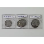 Four George III sixpences and 3 William III ditto