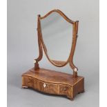 A 19th Century Hepplewhite style shield shaped dressing table mirror contained in an inlaid mahogany