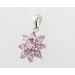 A 9ct white gold pink sapphire pendant 20mm, 1.6 grams