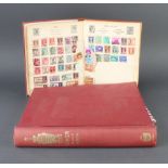 A red Improved stamp album including 2 penny reds, GB Victoria and later together with a Tower album