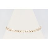 A 9ct yellow gold flat link bracelet, 3.4 grams, 20cm