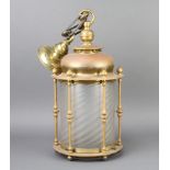 An Edwardian Turkish style cylindrical gilt metal lantern 50cm h x 23cm diam.