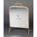 A Victorian oval cut and bevelled glass fire screen contained in a gilt metal frame 60cm x 38cm x
