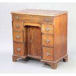 A Georgian bleached mahogany pedestal dressing/writing table fitted 1 long drawer, the kneehole