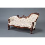 A child's Victorian style mahogany show frame sofa raised on cabriole supports 48cm h x 70cm w x