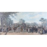 J Harris, coloured engraving "Return from the Derby, Clapham Common 53cm x 106cm contained in a