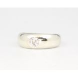 A 9ct white gold gypsy set single stone diamond ring, approx 0.25ct, 5.4 grams, size M