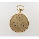 A gentleman's 14ct yellow gold Concorde quartz, triple dial dress pocket watch, case stamped