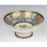 A Noritake style pedestal bowl decorated with flowers 26cm