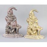 Two Victorian cast iron door stops in the form of Mr Punch 33cm x 24cm x 8cm