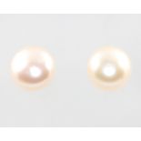 A pair of 18ct yellow gold cultured pearl ear studs