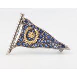 A yellow and white gold sapphire set flag brooch, the burgee of The Royal Corinthian Yacht Club, 4