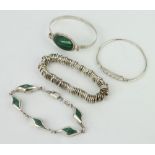 A silver bracelet and minor silver jewellery 100 grams