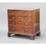 A Georgian mahogany chest with brushing slide above 4 long graduated drawers with brass swan neck
