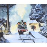 Alan King, oil on board signed, "Departure Great Western Railway no.1420 at Covehalt Devon" with