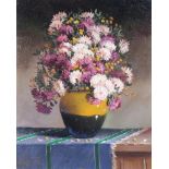 Z Florin, oil on canvas signed, study of a vase of flowers 49cm x 39cm